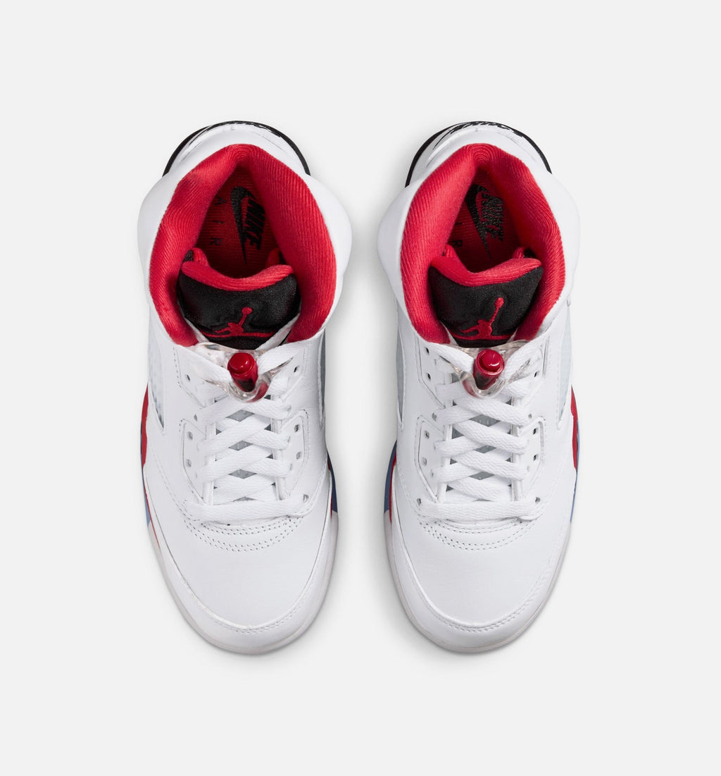 Air Jordan 5 Retro Fire Red Big Kids' Sneakers - White / Fire Red / Black