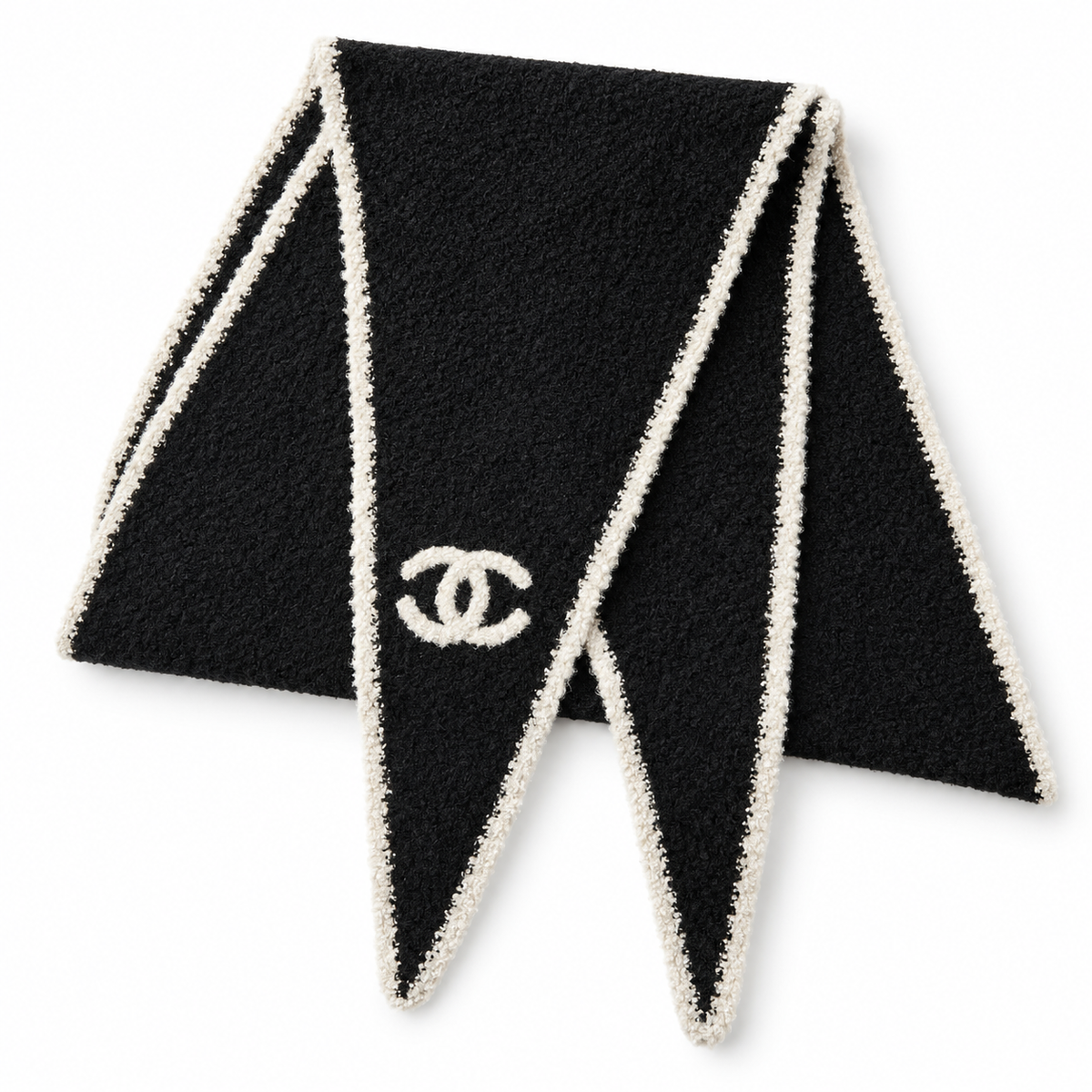 Chanel Style Fuzzy Triangle Logo Scarf