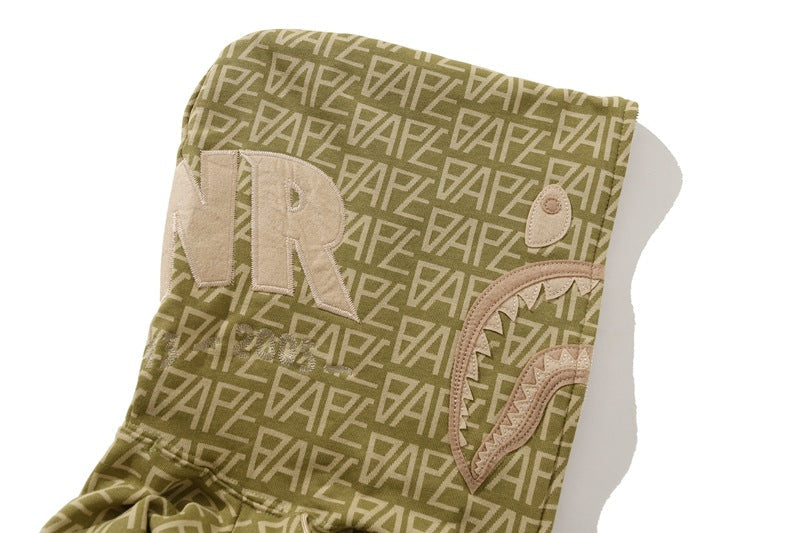 BAPE Logo Color Camo Shark Zip Hoodie - Khaki