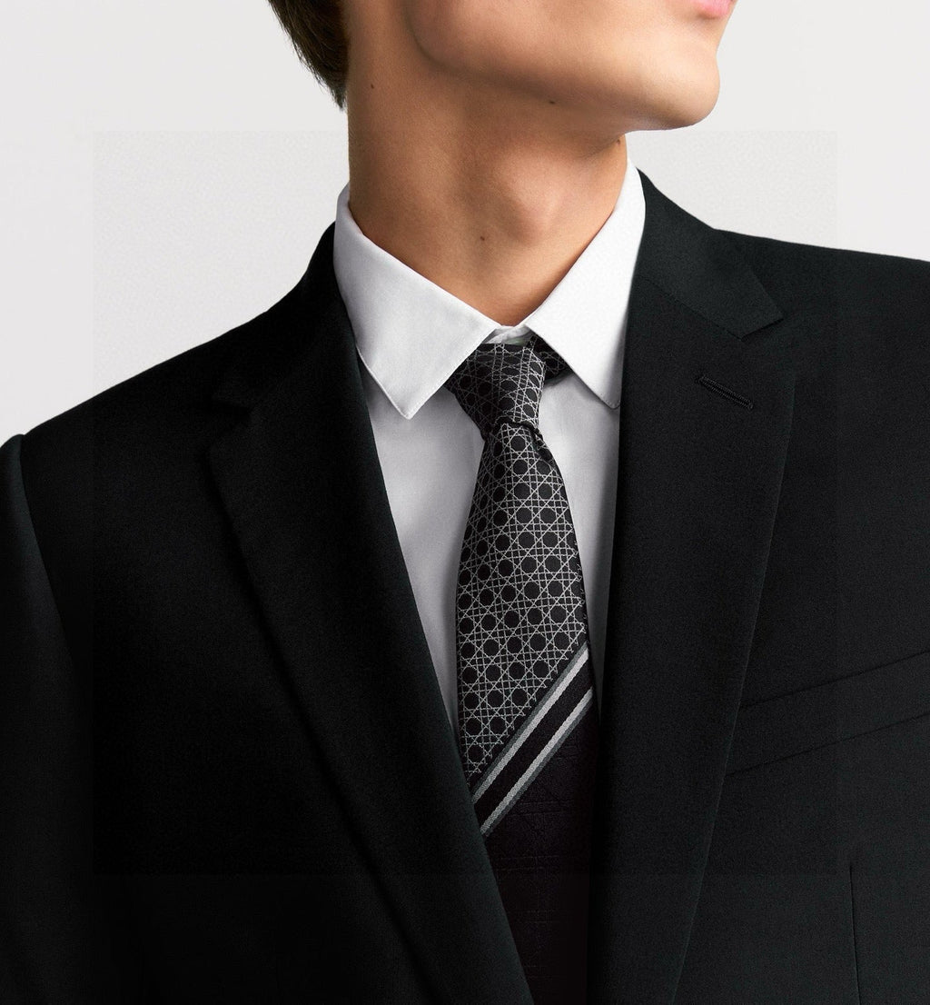 Dior Style Men's Oblique Geometric Silk Tie