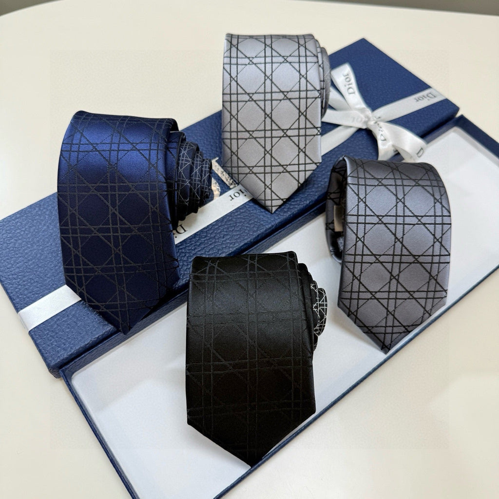 Dior Style Men's Oblique Geometric Silk Tie