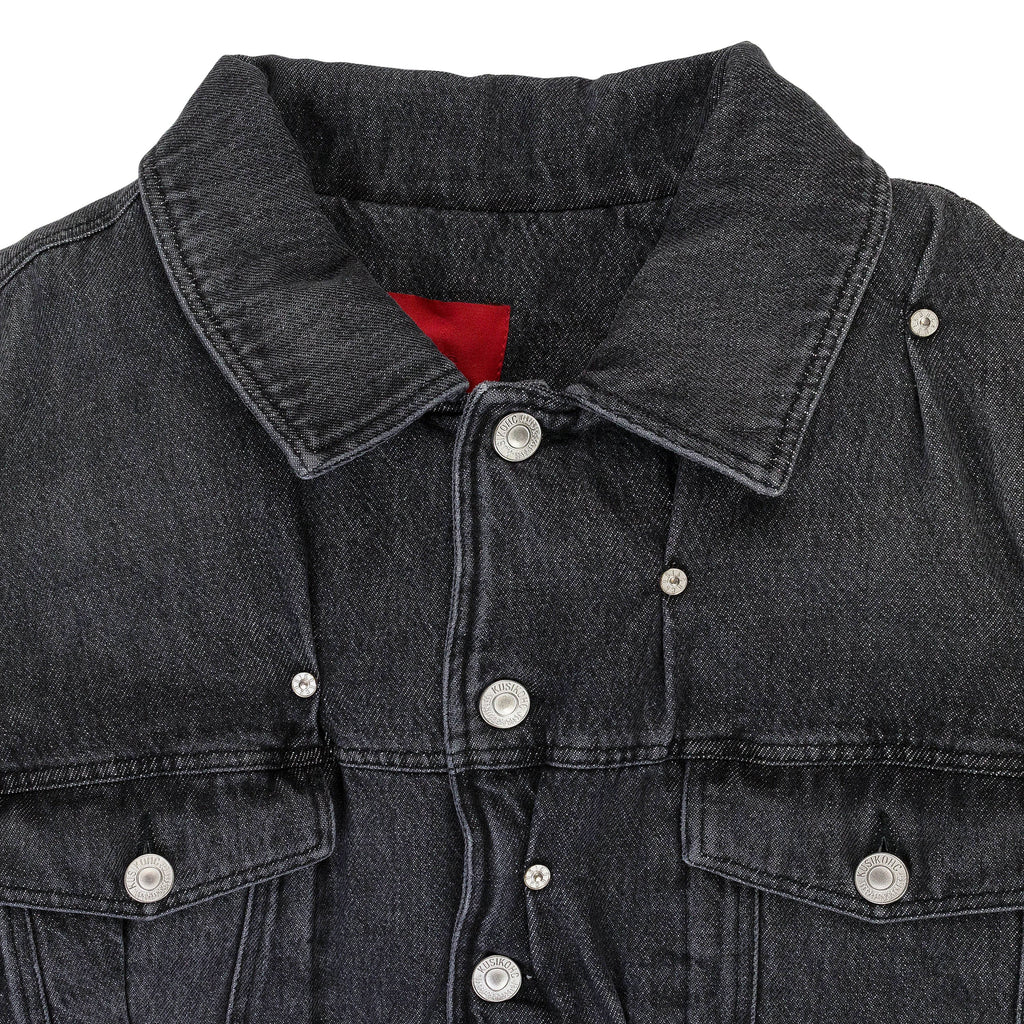 PADDED MULTI RIVET DENIM JACKET
