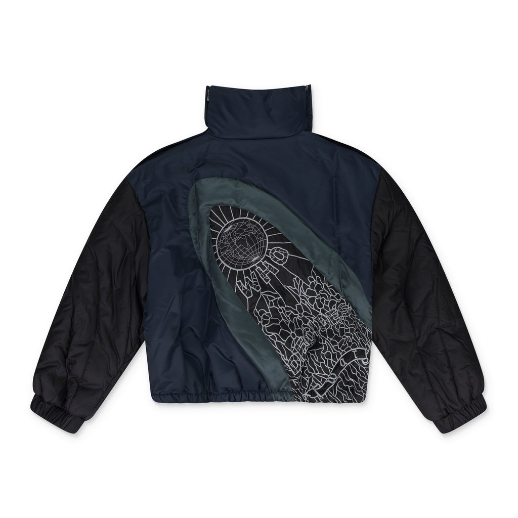 Indigo Diagonal Glass Puffer Jacket