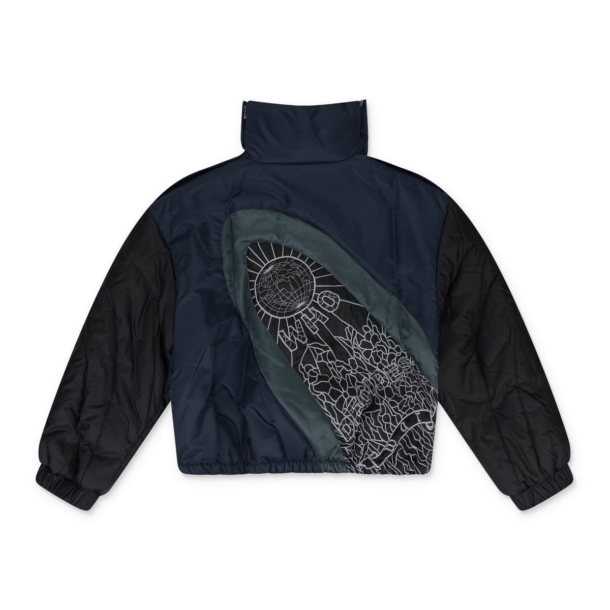 Indigo Diagonal Glass Puffer Jacket