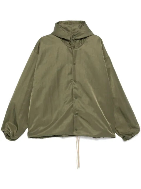 FEAR OF GOD ESSENTIALS Textured Nylon Hooded Coaches Jacket "Military"