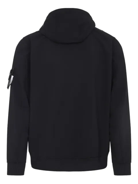 Stone Island compass-appliqué hooded zip-front jacket
