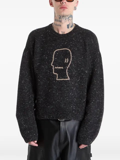 Brain Dead logo-embroidered jumper