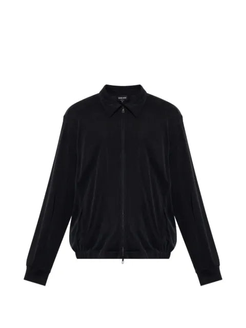 Giorgio Armani blouson jacket regular fit in washed cupro-blend pique