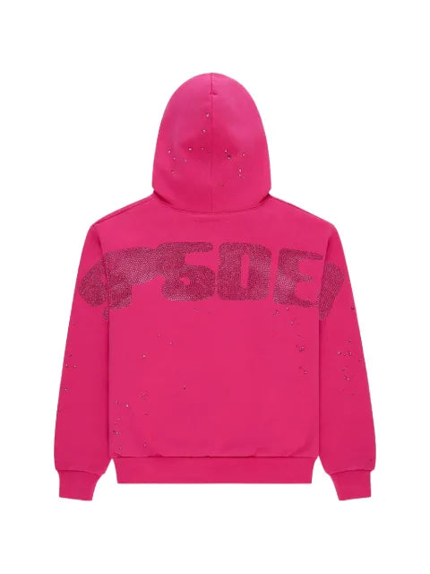 SP5DER rhinestone-embellished silk hoodie