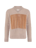 Maison Margiela velvet-panelled V-neck sweater