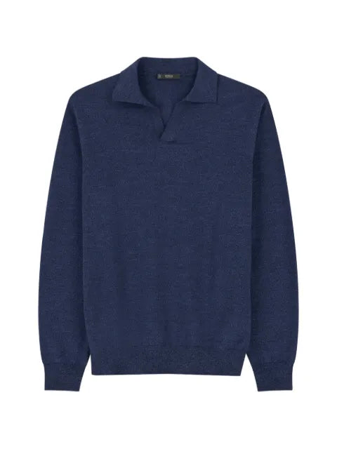 Boggi Milano knitted polo shirt in merino-wool Cashwool® mouliné