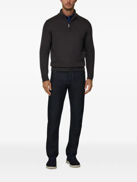 Boggi Milano roll-neck jumper quarter-zip superfine merino wool