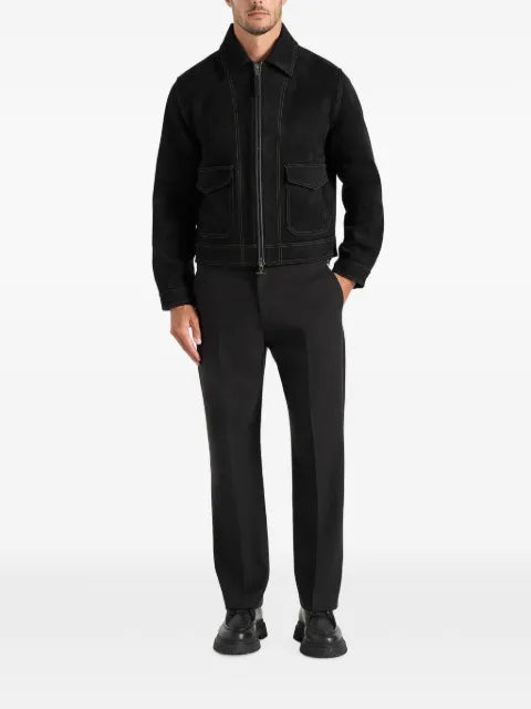Manière De Voir Vince - suede contrast-stitch jacket - black