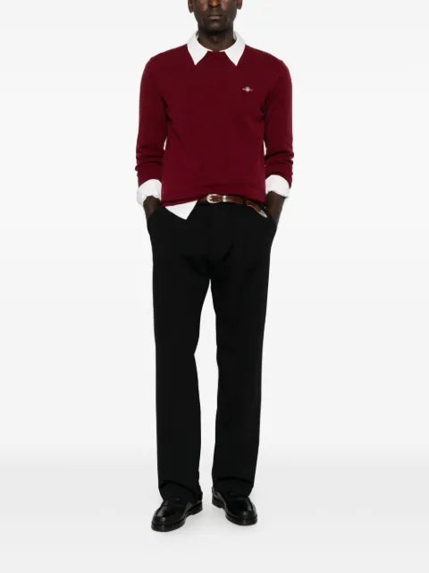 Gant embroidered-logo crew-neck sweater