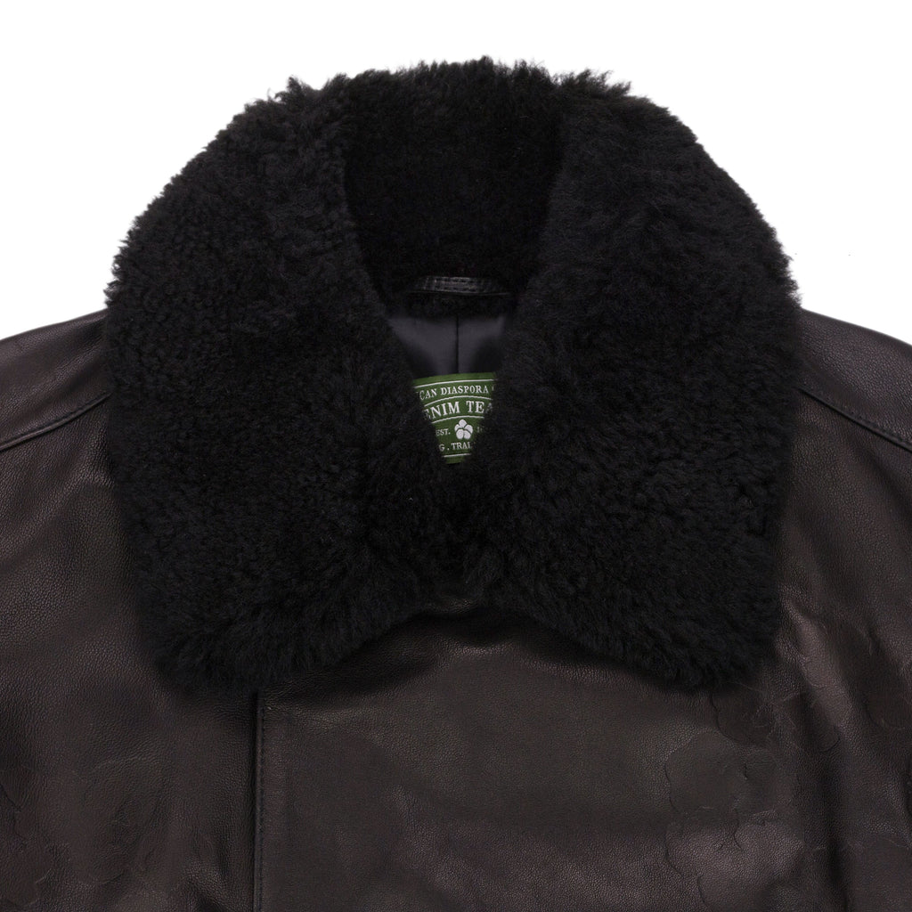 Black Oakland Wreath Winter Leather Coat