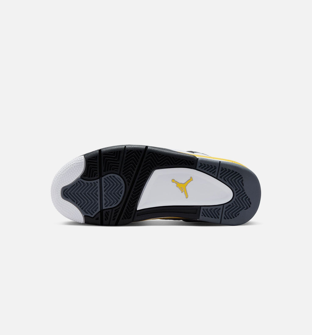 Air Jordan 4 Retro Rare Air Tour Yellow Grade School Shoes - White Dark Blue Grey Black Tour Yellow
