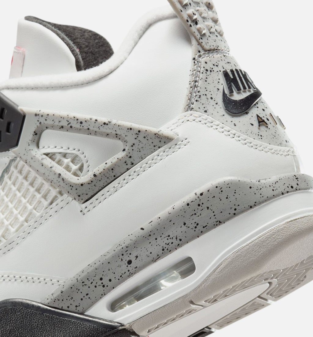 Air Jordan 4 Retro White Cement Big Kids' Lifestyle Shoes - Summit White/Fire Red/Cement Grey/Black