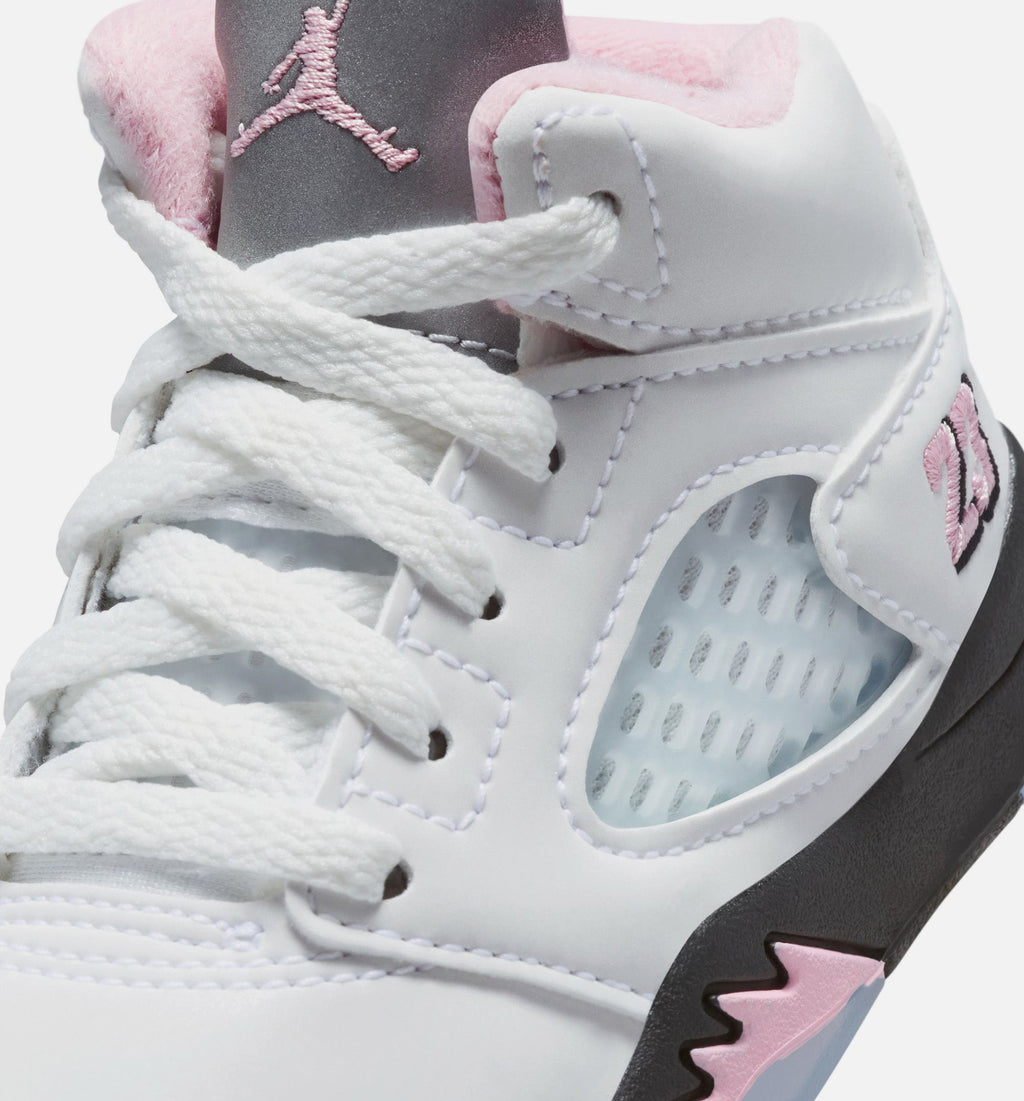 Air Jordan 5 Retro Medium Soft Pink Infant/Toddler Lifestyle Shoes - White/Black/Medium Soft Pink