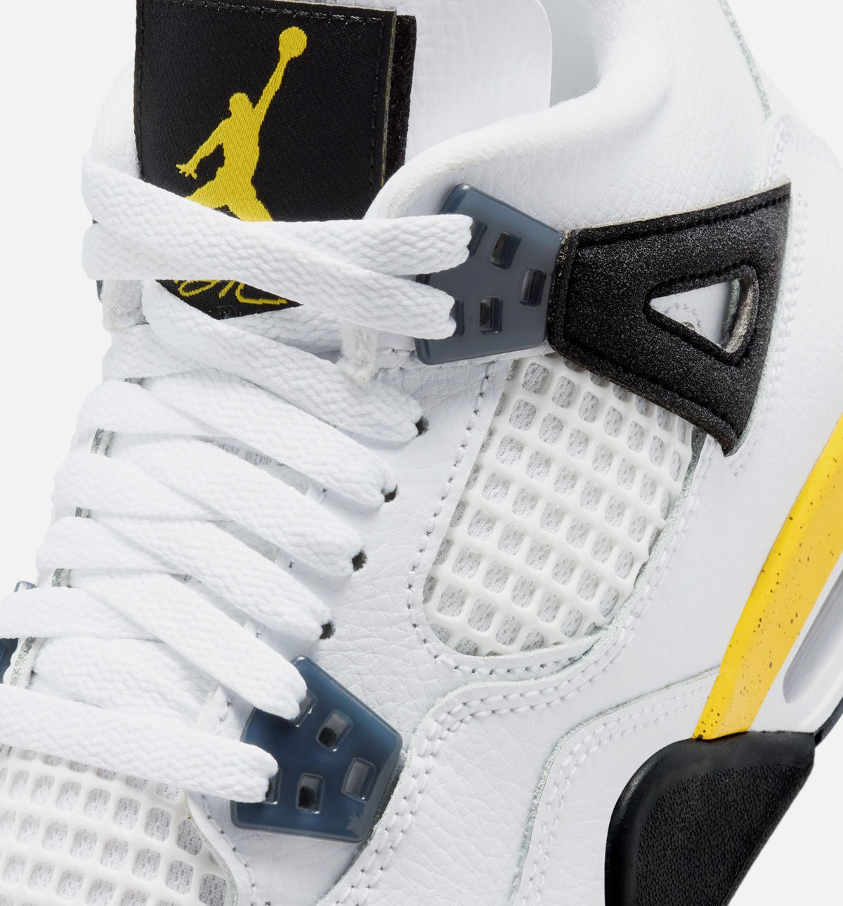 Air Jordan 4 Retro Rare Air Tour Yellow Grade School Shoes - White Dark Blue Grey Black Tour Yellow