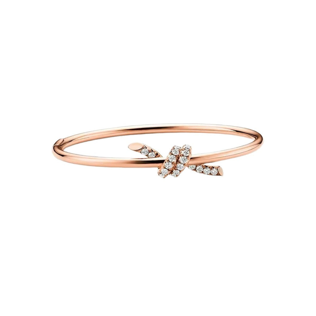 Tiffany Style Knot Cubic Zirconia 18K Gold-Plated Bangle