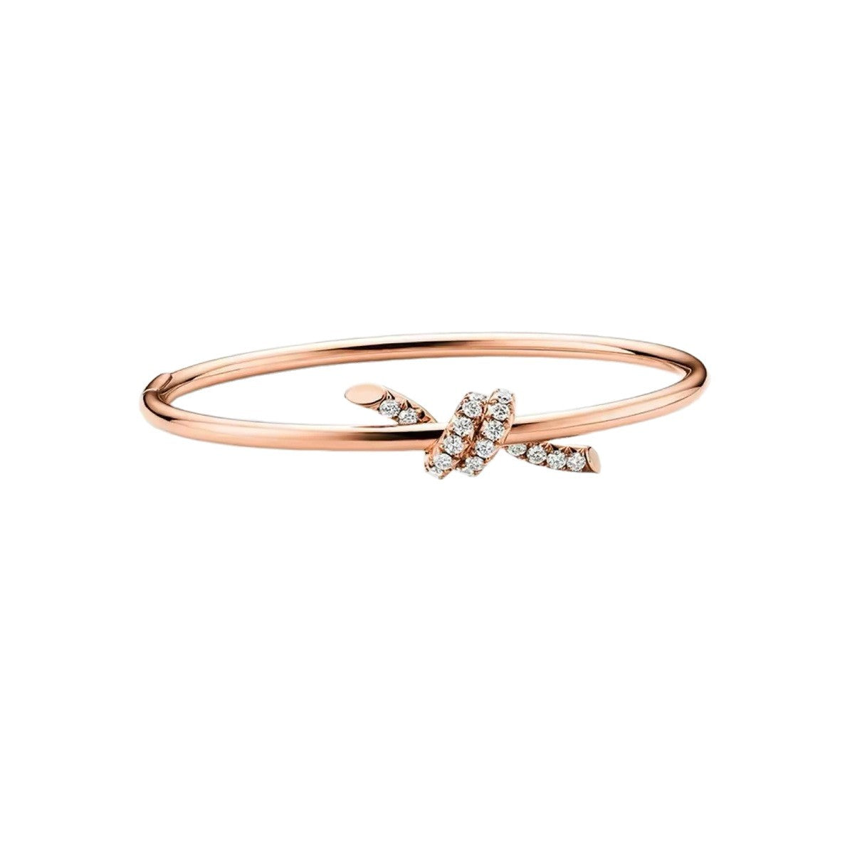 Tiffany Style Knot Cubic Zirconia 18K Gold-Plated Bangle