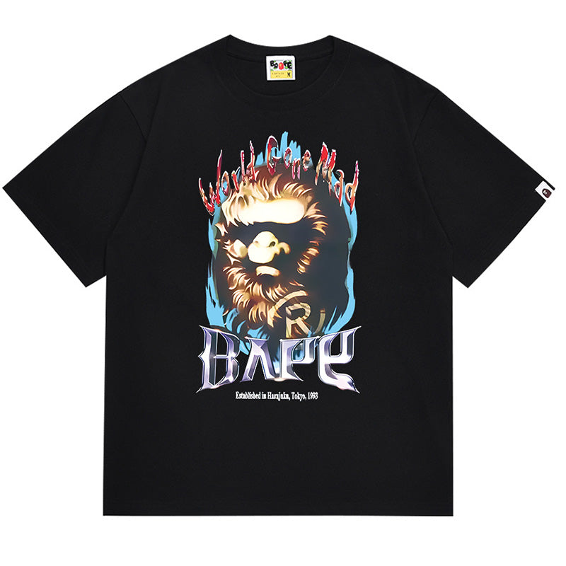 BAPE Mad Ape Flame Men's Graphic T-Shirt - Black