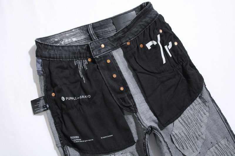 Purple Brand Black Distressed Paint Splatter Jeans