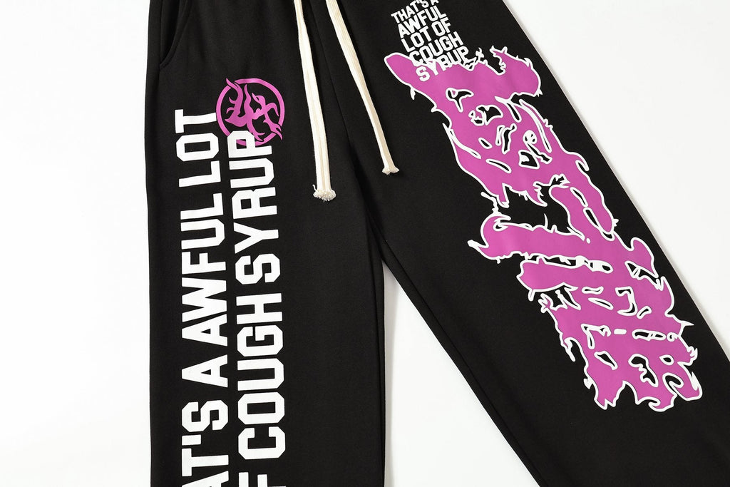 THAT'S A AWFUL LOT OF COUGH SYRUP Black Graphic Hoodie & Sweatpants Matching Set