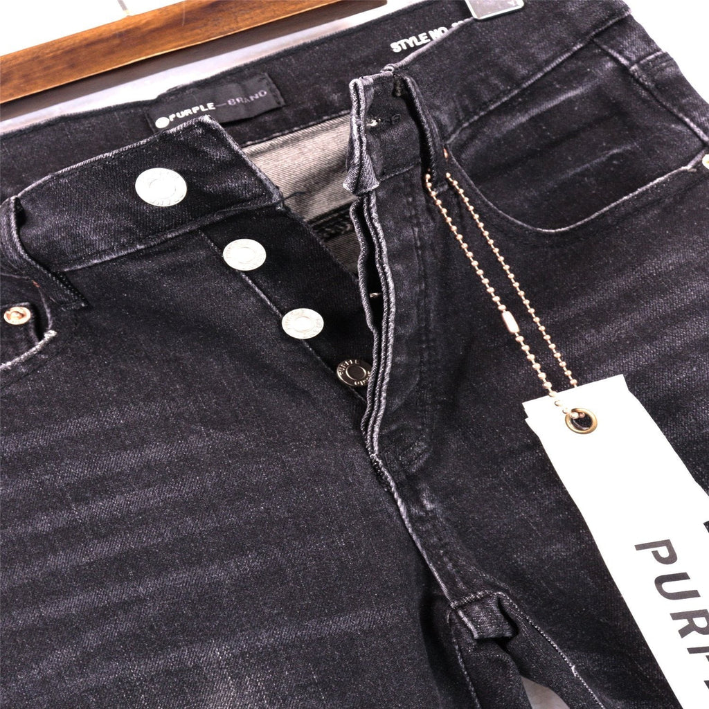 Purple Brand P001 Distressed Washed Black Slim Jeans