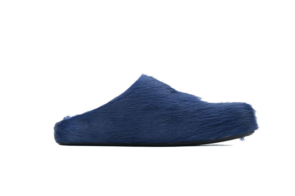 MARNI Long-Hair Calfskin Fussbett Sabot Dark Blue
