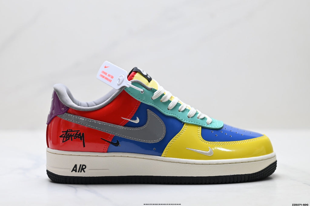 Nike Air Force 1 Low Yellow Blue Green Multicolor Unisex Sneakers Style 07