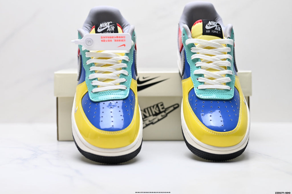 Nike Air Force 1 Low Yellow Blue Green Multicolor Unisex Sneakers Style 07