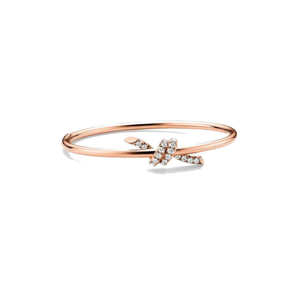 Tiffany Style Knot Cubic Zirconia 18K Gold-Plated Bangle