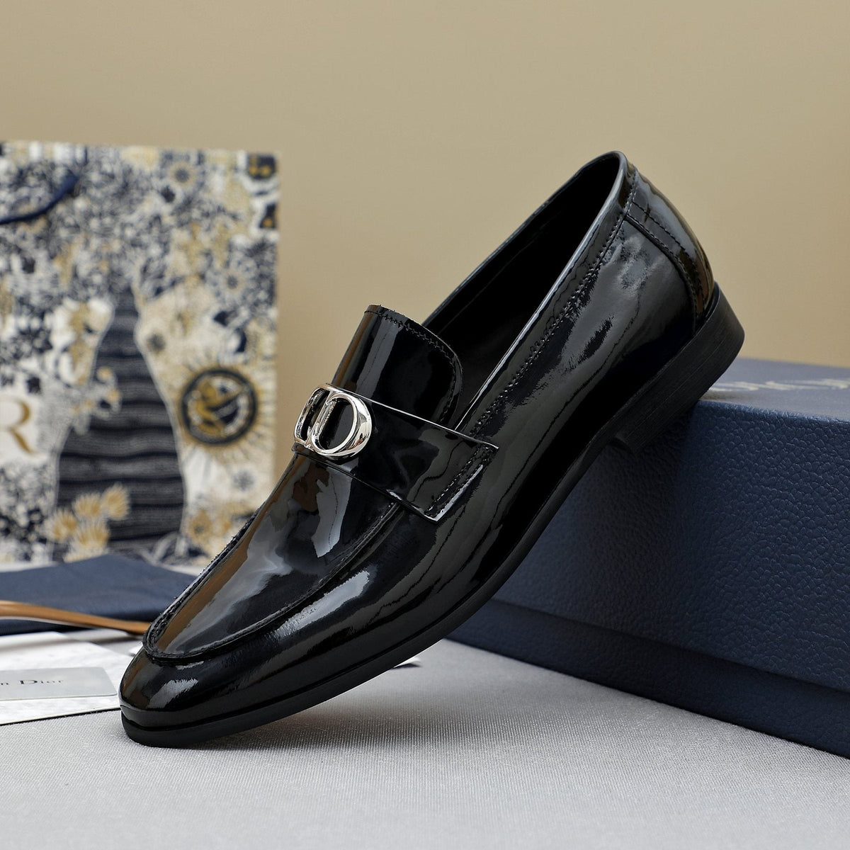 Dior Black Glossy Hardware Loafers