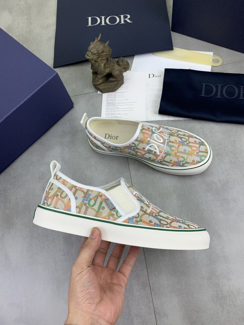 Dior Multicolor Canvas Slip-On Shoes