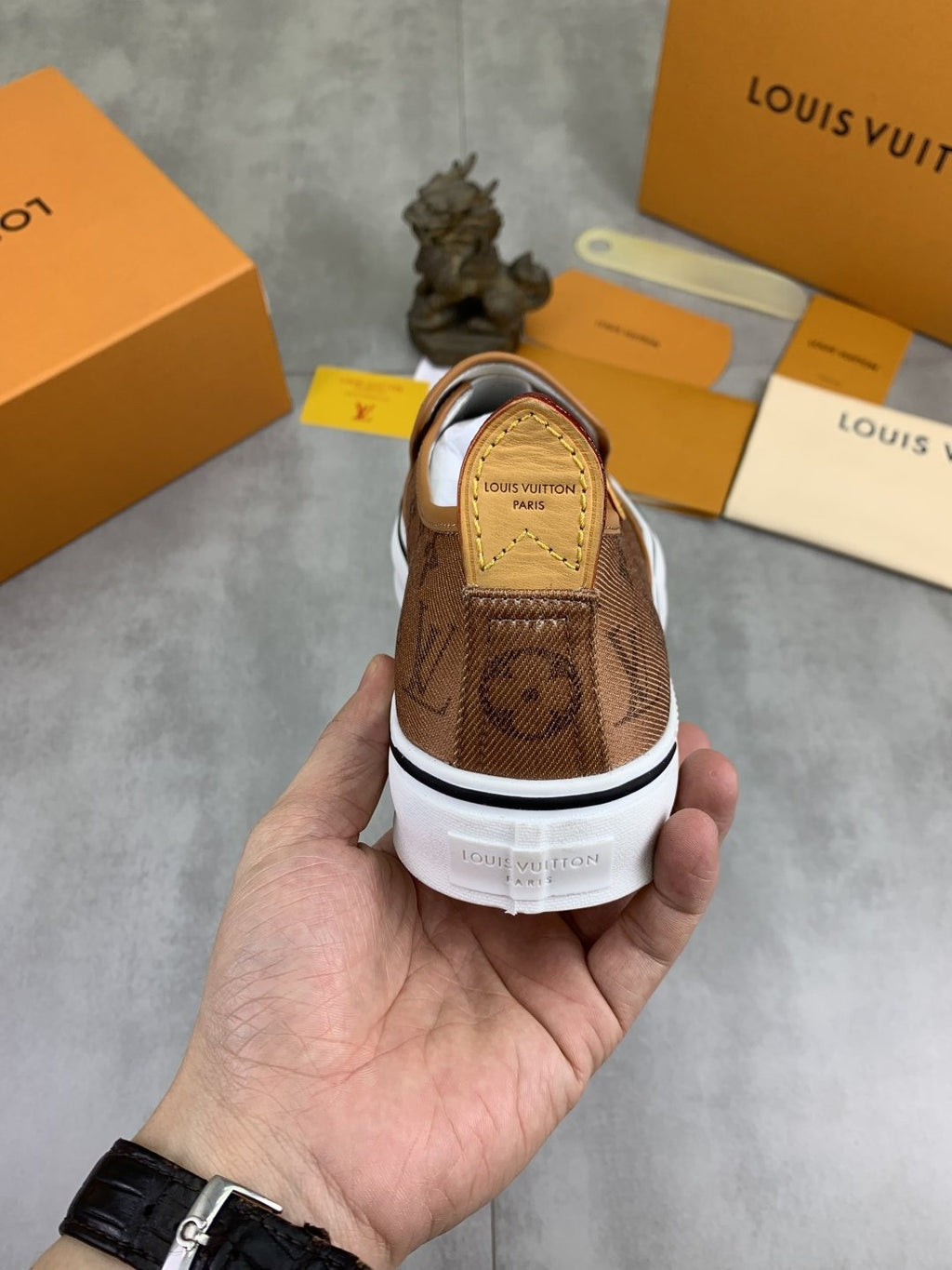 Louis Vuitton Tan Monogram Slip-On Shoes