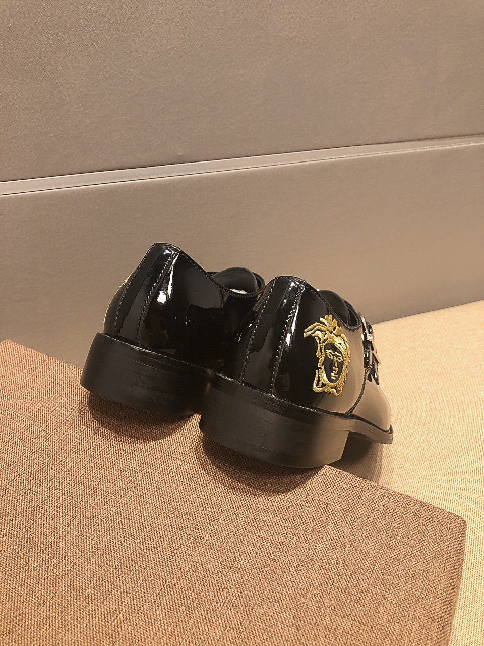 Versace Men's Black Embroidered Dress Shoes