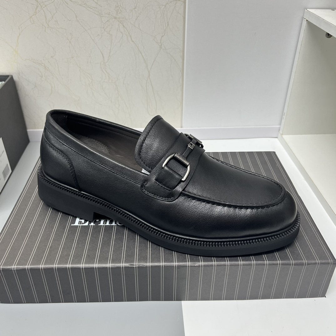 Ermenegildo Zegna Men's Black Leather Bit Loafers