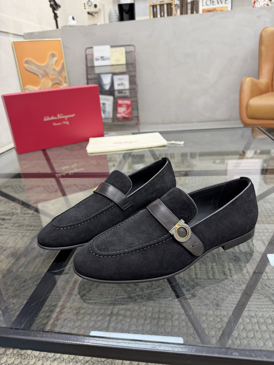 Men's Gold-Tone Hardware Suede Slip-On Loafers