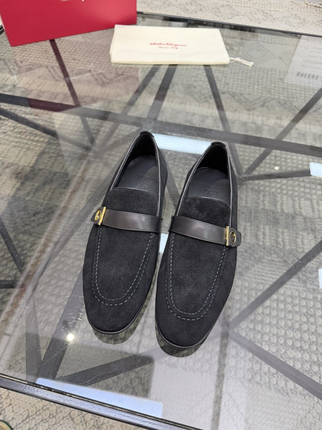 Men's Gold-Tone Hardware Suede Slip-On Loafers