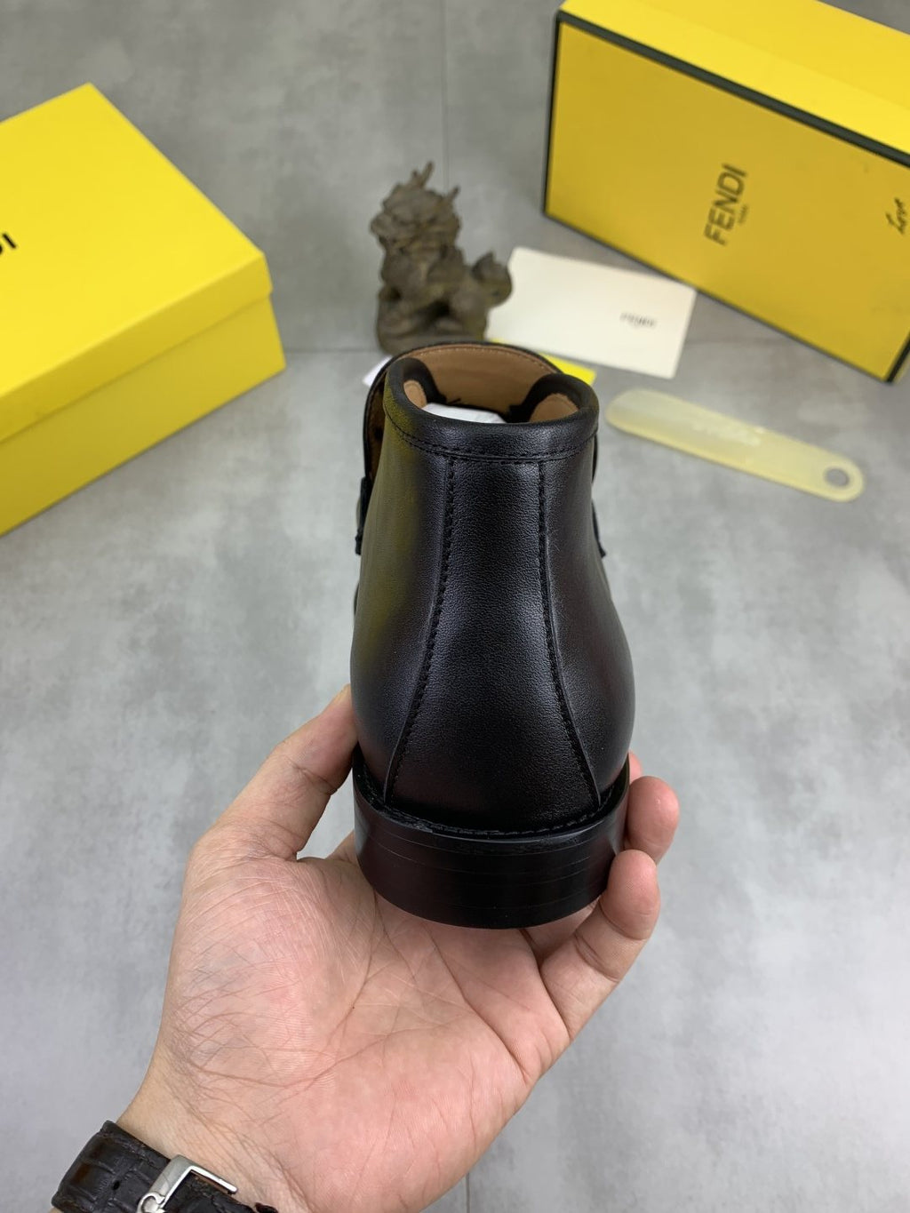 Fendi Men's Embossed Metal-Hardware Slip-On Boots