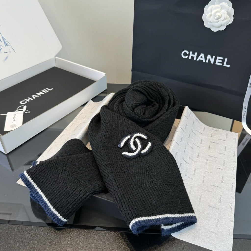 Chanel Embroidered Knitted Scarf