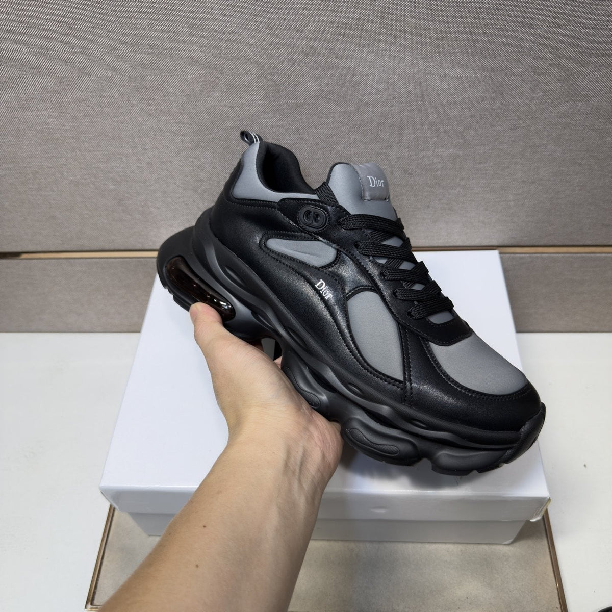 Dior Navy Blue, Black and Green Low-Top Sneakers