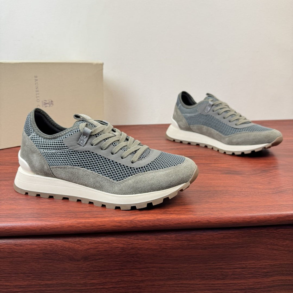 Brunello Cucinelli Mesh and Suede Sneakers