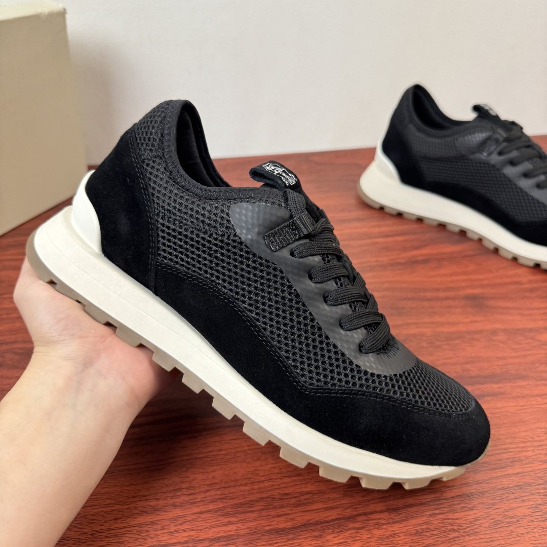 Brunello Cucinelli Mesh and Suede Sneakers