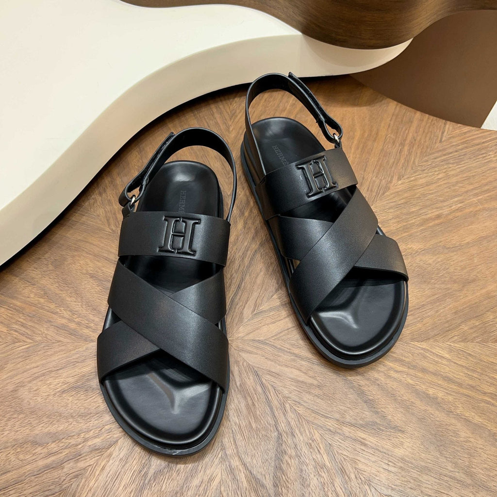 Hermès Men's Cross-Strap Slingback Sandals