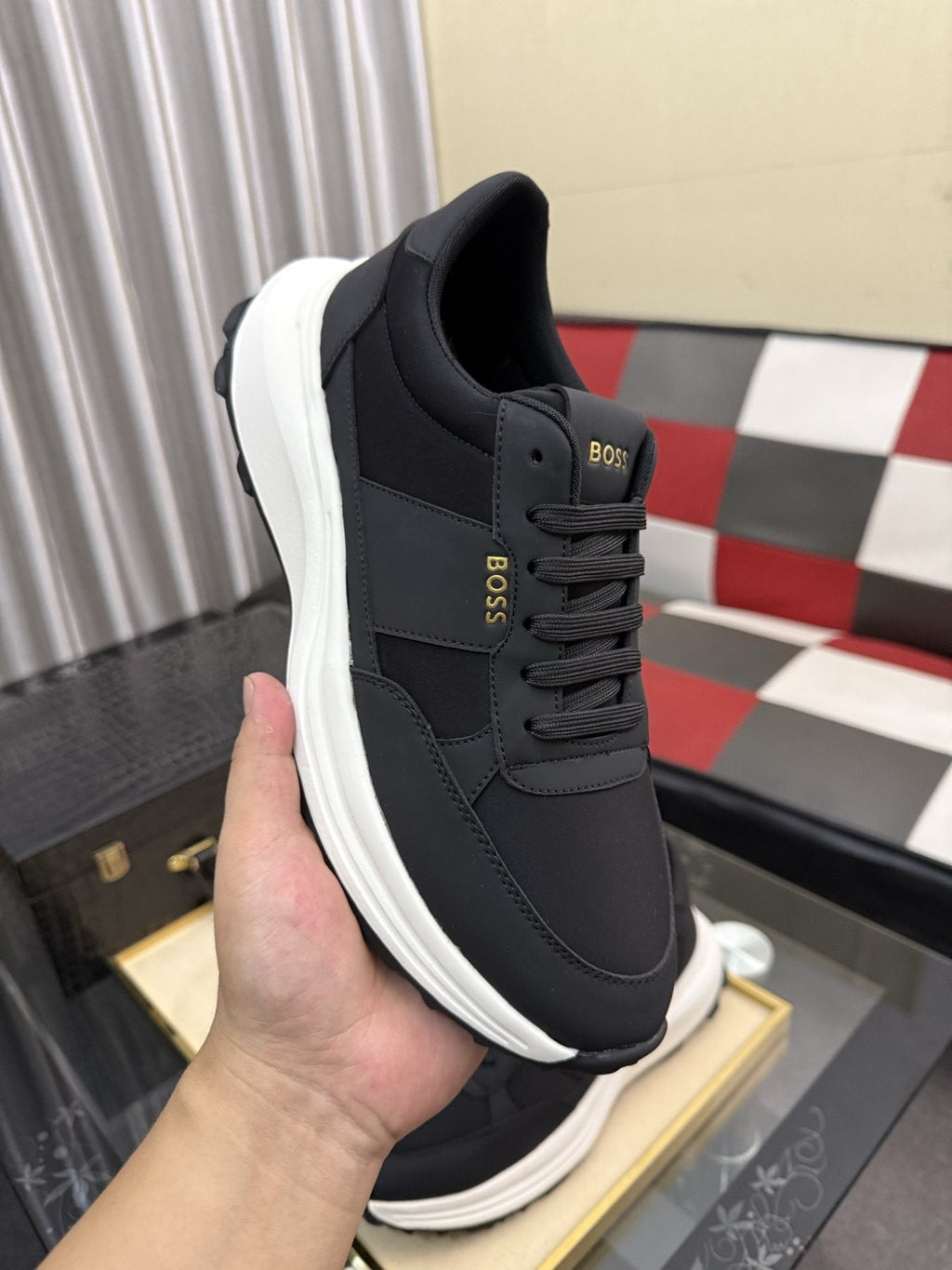 BOSS Men's Layered Low-Top Sneakers