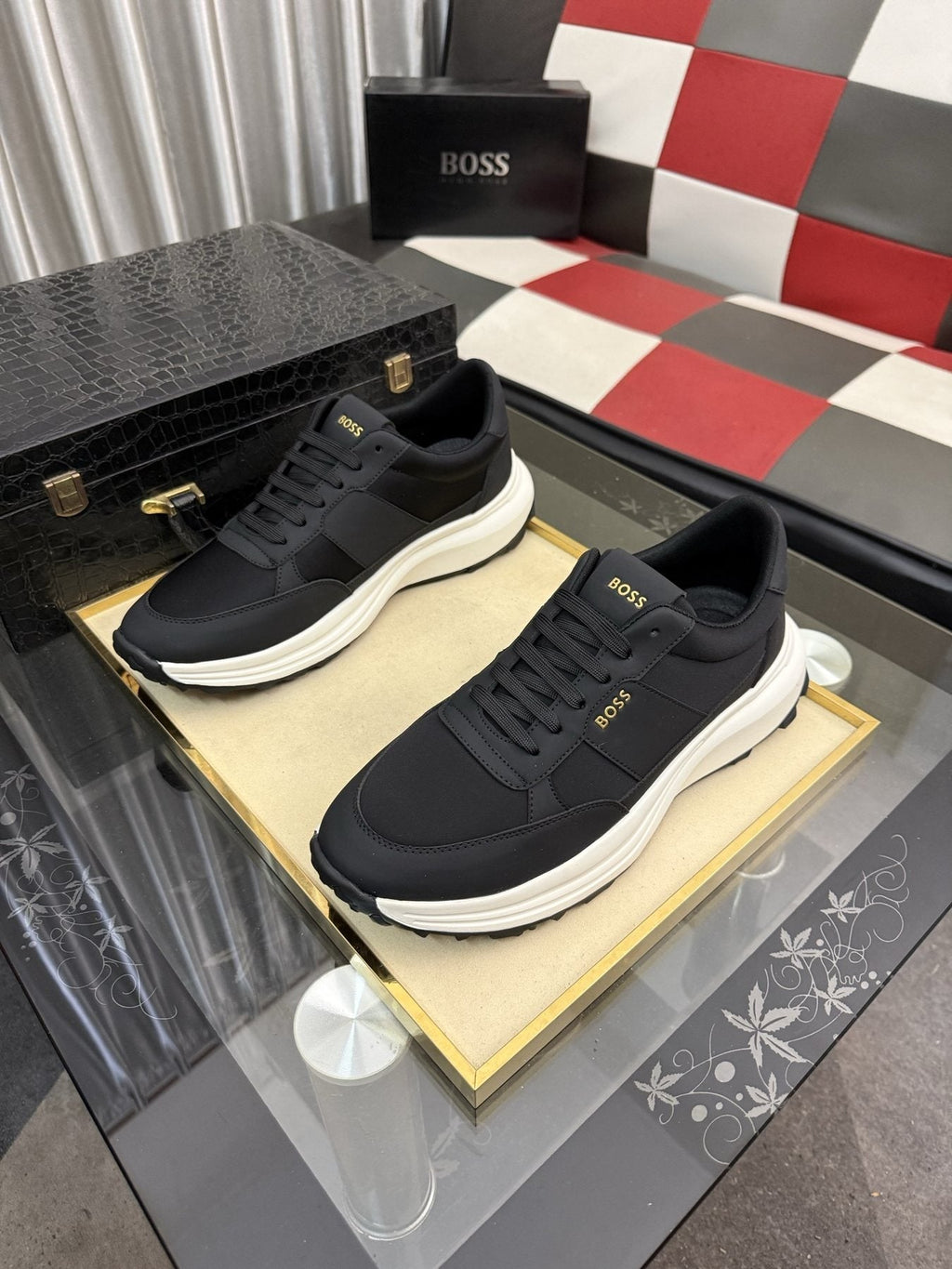 BOSS Men's Layered Low-Top Sneakers
