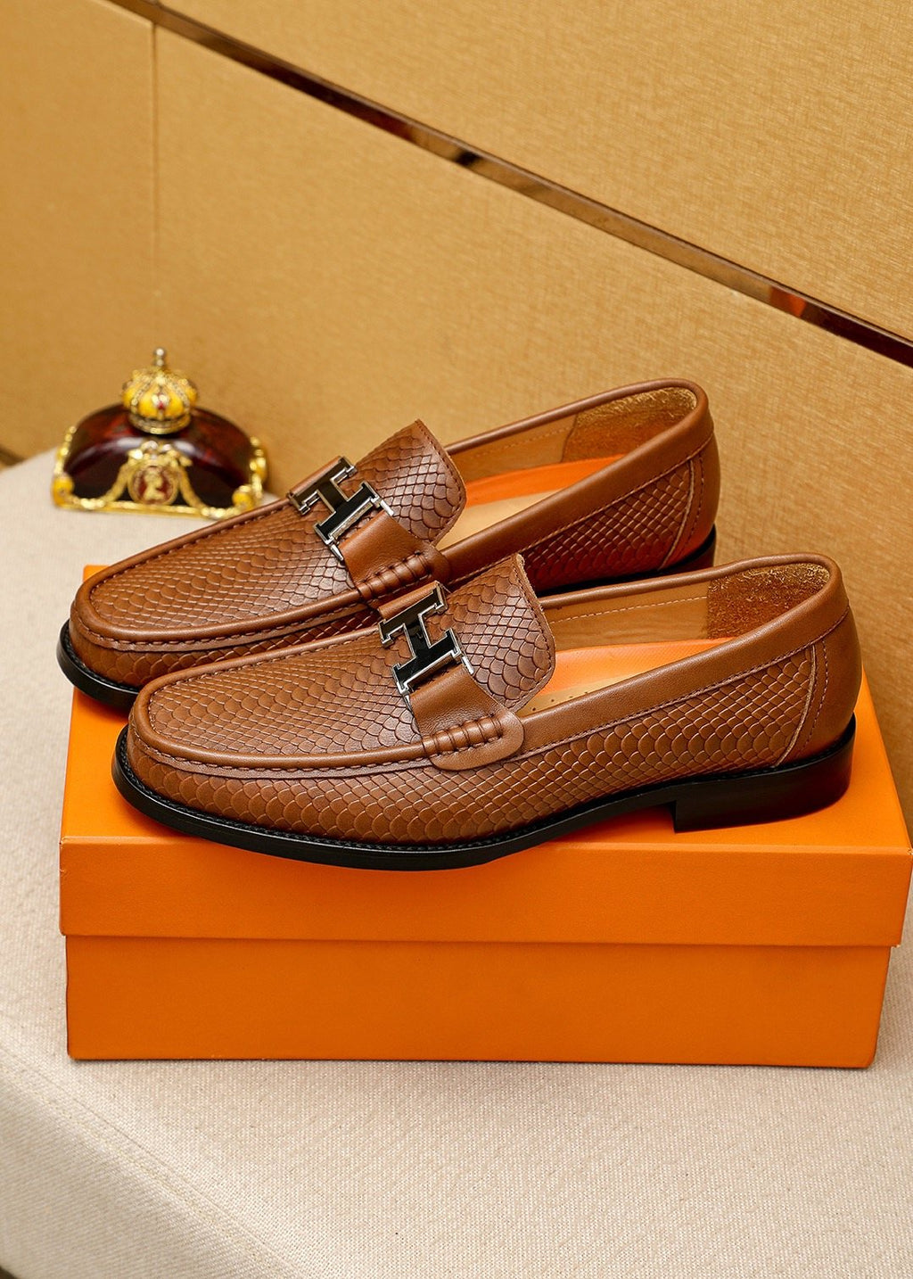 Hermès Textured H-Hardware Loafers