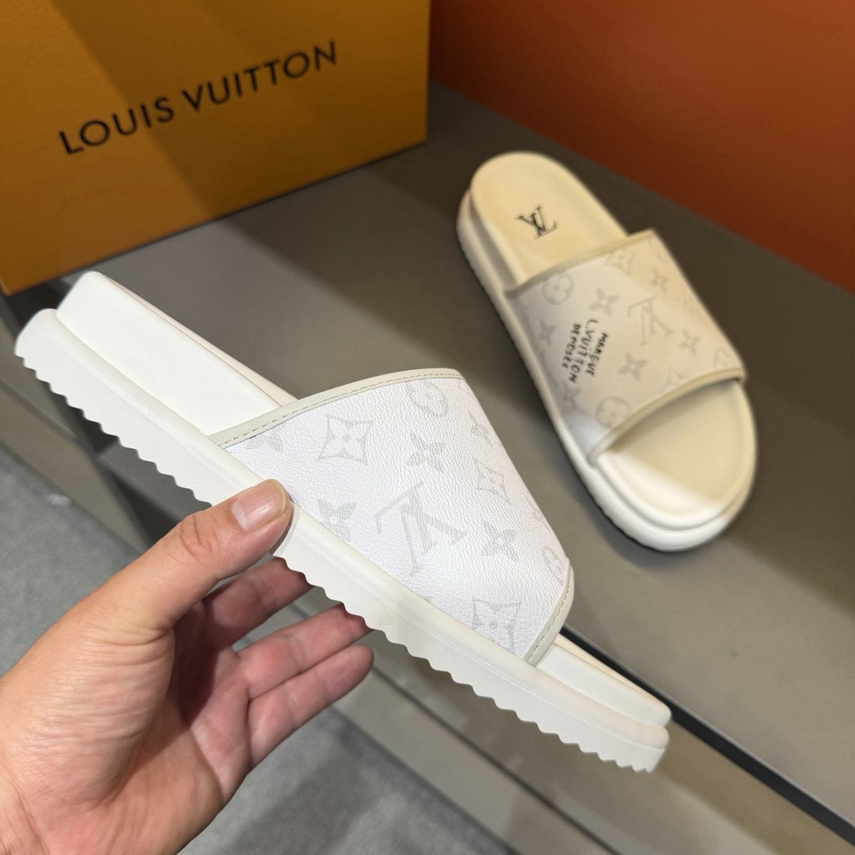Louis Vuitton Monogram Pattern Slide Sandals
